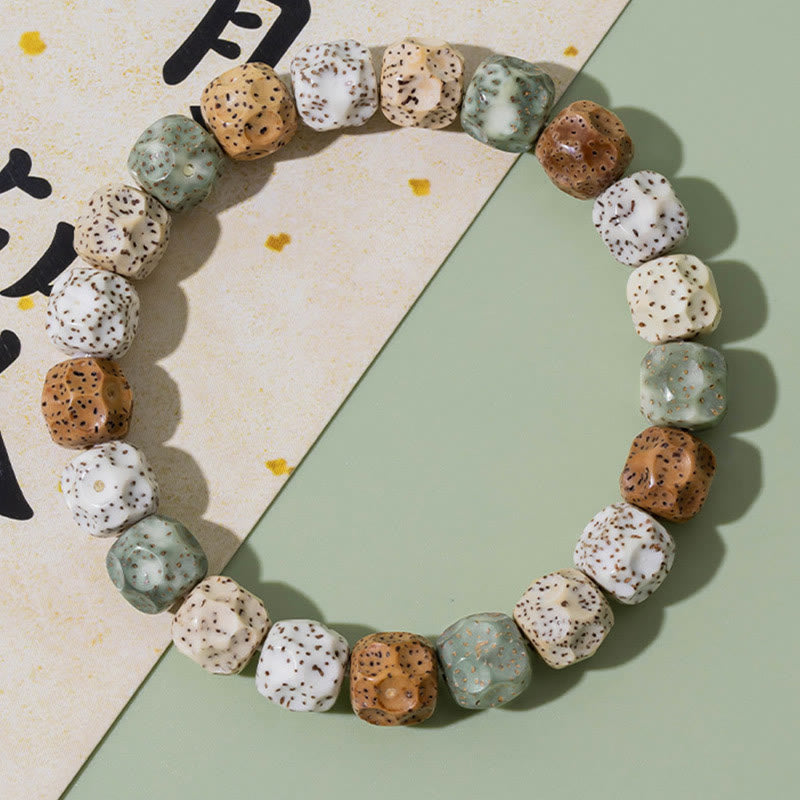 Buddha Stones Naturalne Kolorowe Nasiona Bodhi Bransoletka Pomyślności Bogactwa