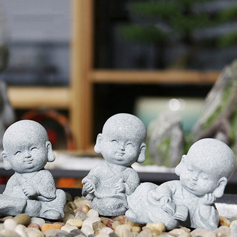 Buddha Stones Medytacja Modlitwa Mnich Statua Buddy Spokój Dekoracja Domu - image 2