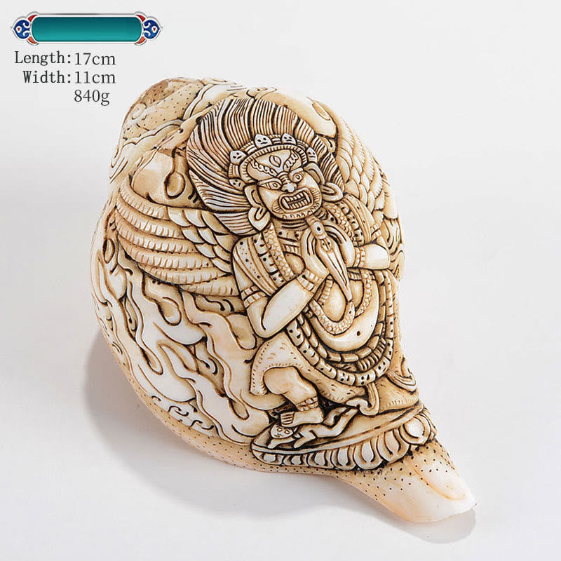Tybetańska, ręcznie grawerowana dekoracja buddy Shankha Awalokiteśwary z muszli - Dorjé Phurba Buddha 17*11cm - image 26