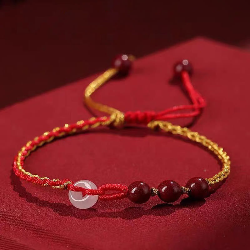 Bransoletka z zapięciem Peace Buckle z Buddha Stones Natural Cinnabar Jade