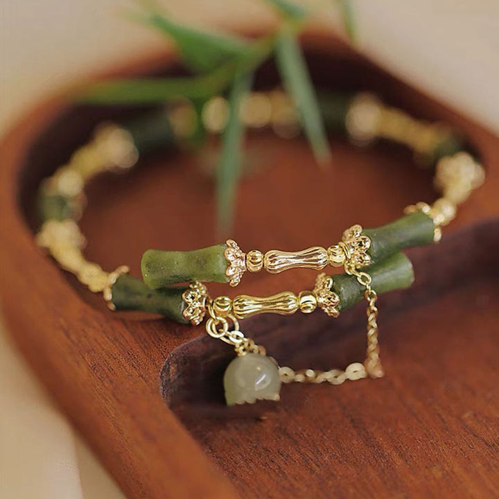 Bransoletka z wzorem szczęścia z Buddha Stones i bambusowym jadeitem