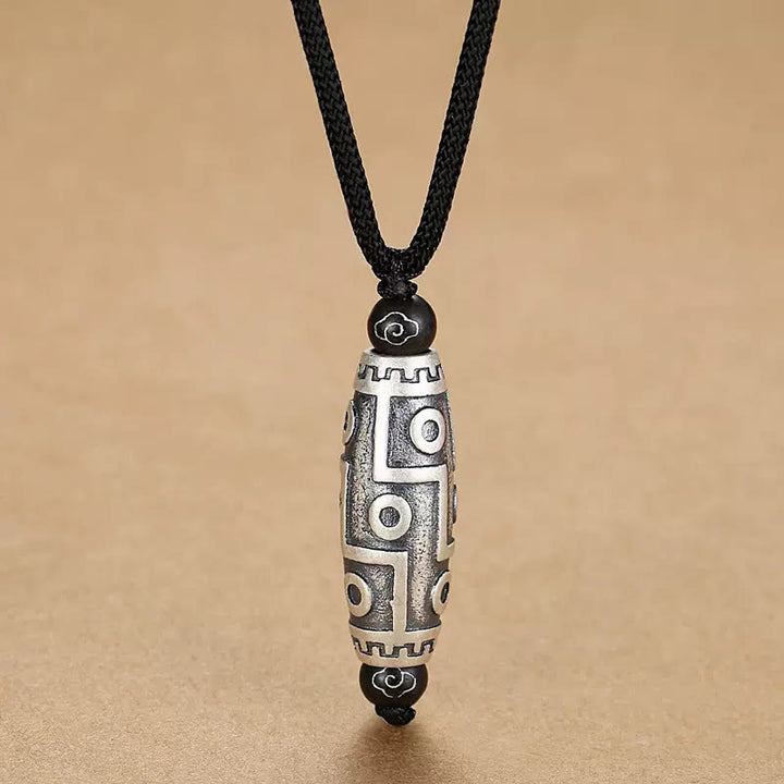 Buddha Stones Tybet Dziewięciooki Dzi Koralik Wzór Miedziany Pomyślny Chmury Bogactwo Naszyjnik Wisiorek