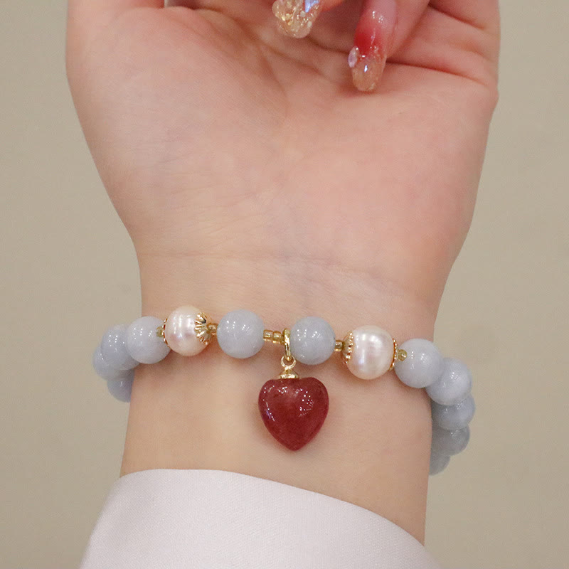 Buddha Stones Naturalny Akwamaryn Chalcedon Spokój Królik Tykwa Kot Bransoletka z zawieszkami - image 11