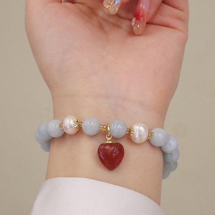 Buddha Stones Naturalny Akwamaryn Chalcedon Spokój Królik Tykwa Kot Bransoletka z zawieszkami - image 11