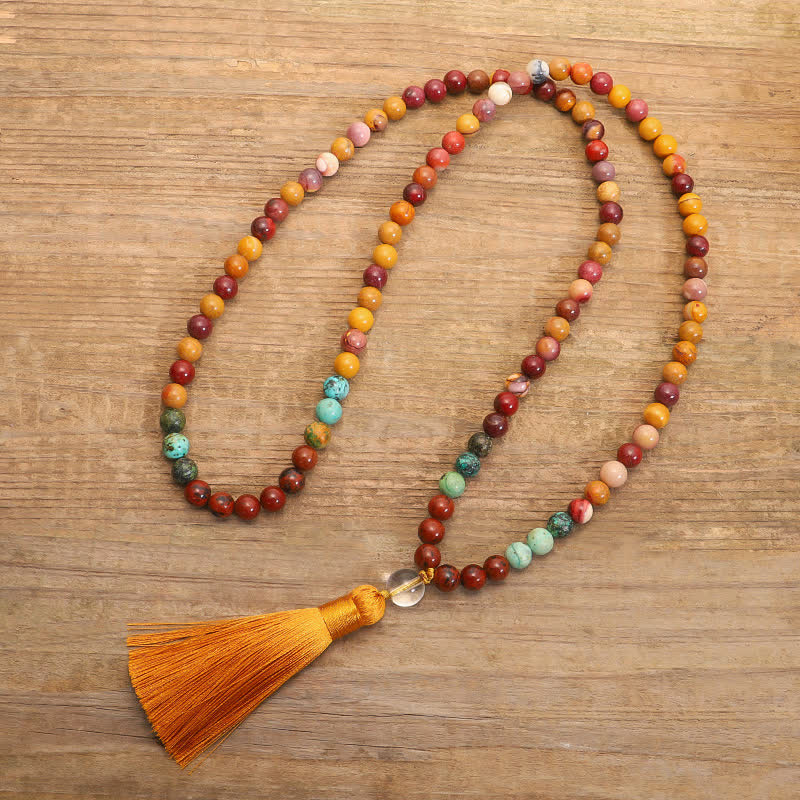 Buddha Stones 108 Mala Koraliki Mookaite Emocjonalny Wzrost Bransoletka Naszyjnik Wisiorek