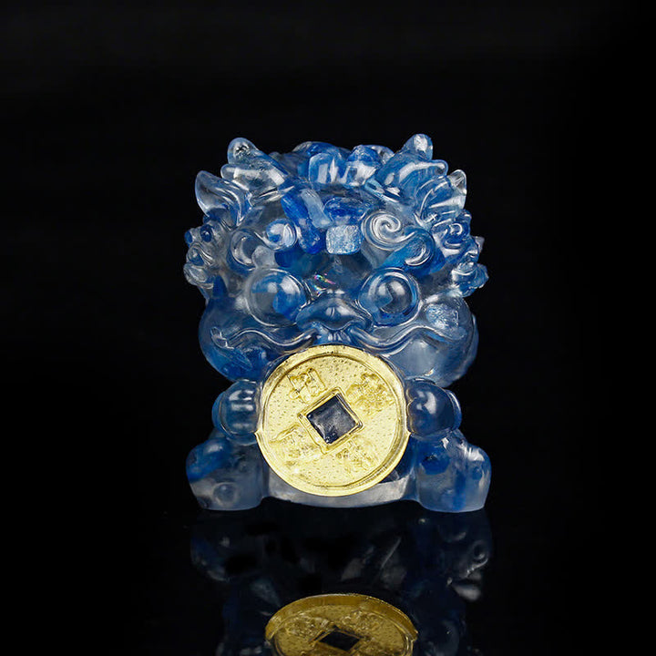 Buddha Stones Ręcznie Robione Słodkie PiXiu Złota Moneta Kryształ Fengshui Energia Bogactwo Fortuna Dekoracja Domu - Niebieski kryształ - image 16