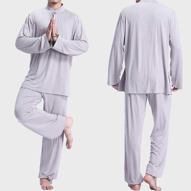 Buddha Stones Medytacja Modlitwa Duchowy Zen Tai Chi Praktyka Joga Odzież Męski Zestaw - image 2