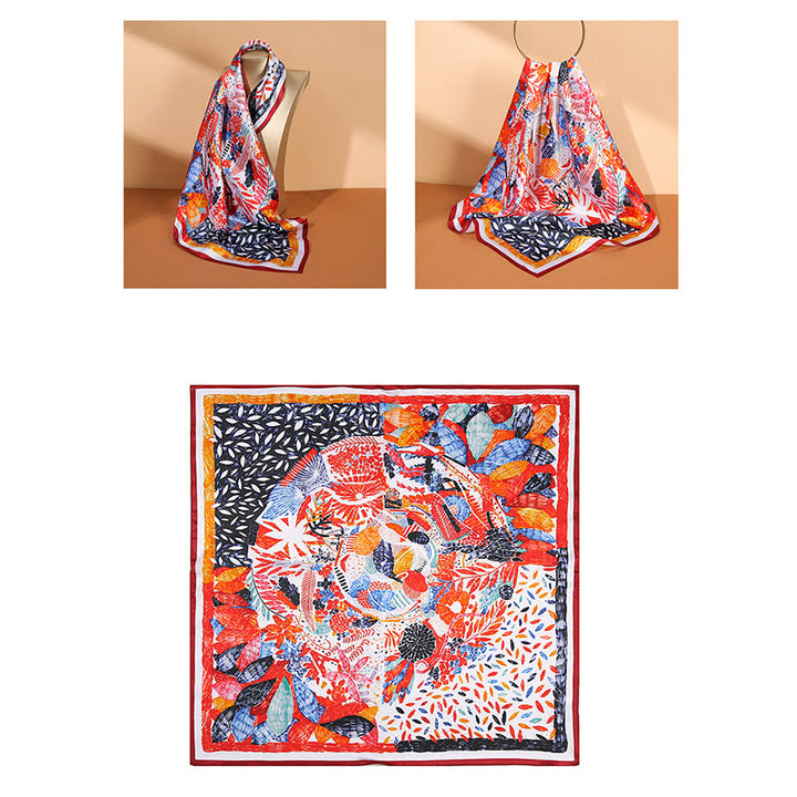 Buddha Stones Scena pasterska Balon na gorące powietrze Wiosenne kwiaty 100% jedwabiu morwowego Chusta na szyję - image 23