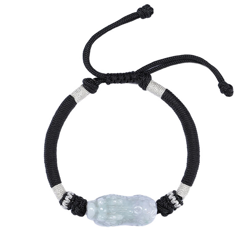 Bransoletka z plecionego sznurka z Buddha Stones wykonana ręcznie z naturalnego jadeitu PiXiu Luck Prosperity