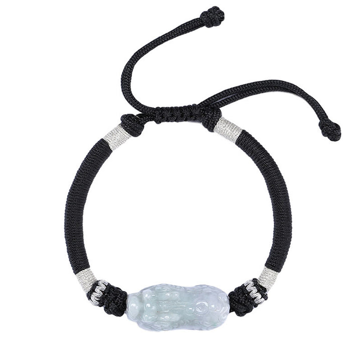 Bransoletka z plecionego sznurka z Buddha Stones wykonana ręcznie z naturalnego jadeitu PiXiu Luck Prosperity