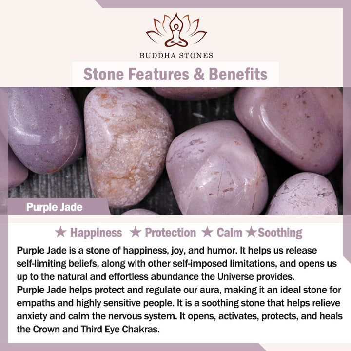 Bransoletka ochronna z naturalnego fioletowego jadeitu z Buddha Stones