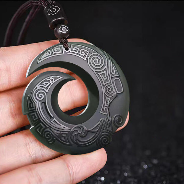 Buddha Stones poprawiają szczęście projekt patern hetian cyjan jadeit klamra pokoju naszyjnik szczęście wisior - image 2