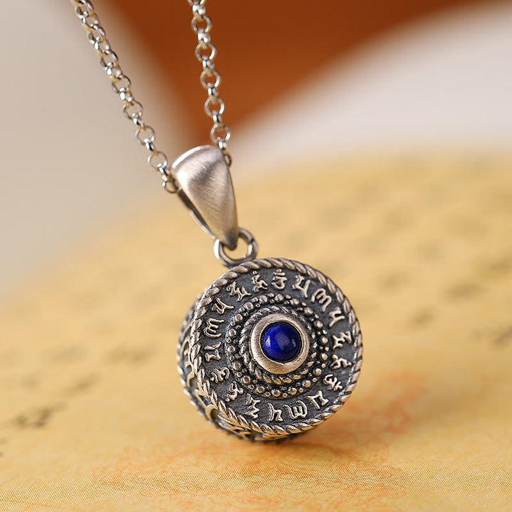 Buddha Stones 925 Srebro Sterlingowe Om Mani Padme Hum Lazuryt Miłość Pokój Naszyjnik Wisiorek - Om Mani Padme Hum(Miłość♥Skupienie) - image 1