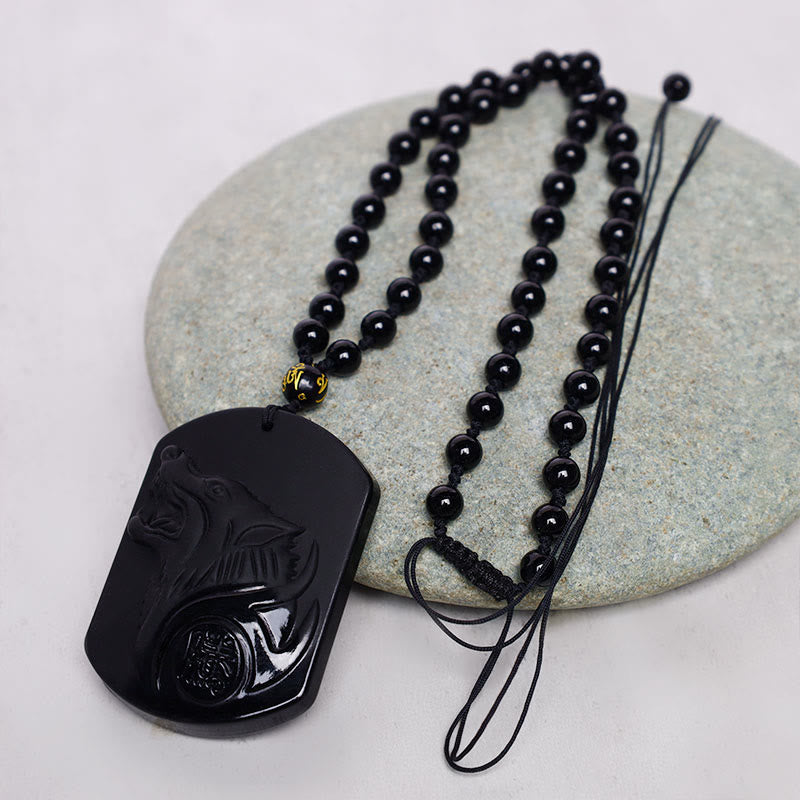 Naszyjnik z wisiorkiem oczyszczającym z czarnego obsydianu i Buddha Stones