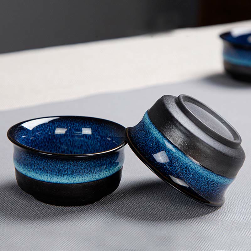 Buddha Stones Niebieski Gradient Kolor Chiński Gongfu Herbata Ceramiczny Czajnik Przenośny Prezent Torba Pudełko Zestaw - image 14