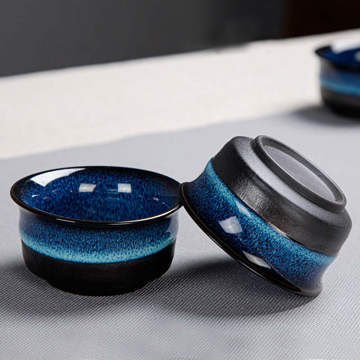 Buddha Stones Niebieski Gradient Kolor Chiński Gongfu Herbata Ceramiczny Czajnik Przenośny Prezent Torba Pudełko Zestaw