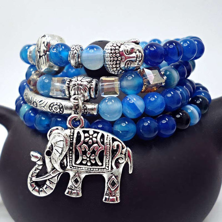 Buddha Stones Bransoletka z naturalnego agatu ze słoniem i nadzieją Buddy - image 1