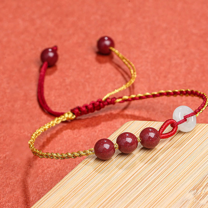 Bransoletka z zapięciem Peace Buckle z Buddha Stones Natural Cinnabar Jade