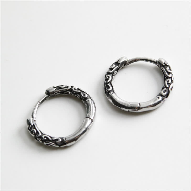 Kolczyki Buddha Stones Viking Celtic Hoop Titanium Steel Balance
