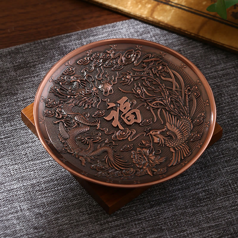 Buddha Stones Lotos Smok Feniks Osiem Pomyślnych Symboli Stop Cynkowy Uchwyt Na Kadzidełka Uzdrawiający Kadzielnica Dekoracja - Dragon Phoenix Brown (Bez kadzideł - Otwór) - image 10