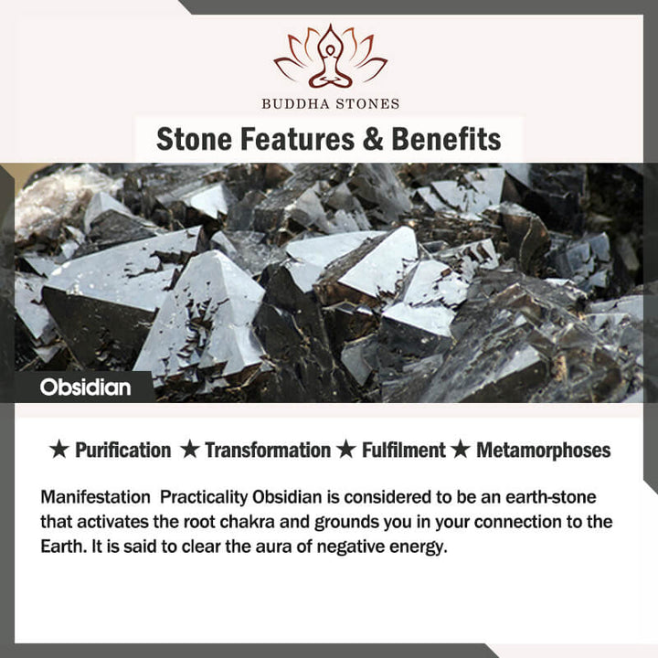 Buddha Stones FengShui PiXiu Obsydianowa Bransoletka Bogactwa