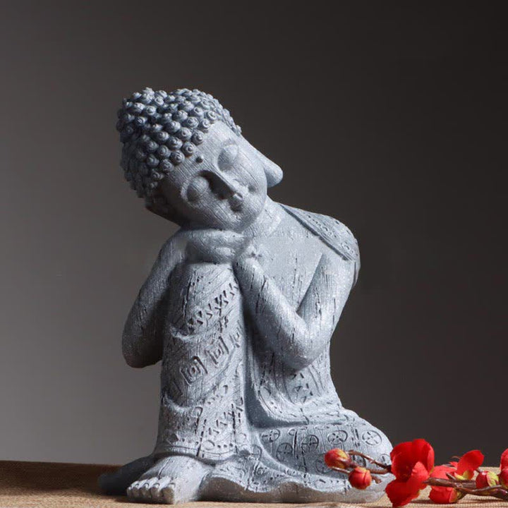 Buddha Stones Tybetański Medytujący Budda Spokój Żywica Dekoracja Statuetki