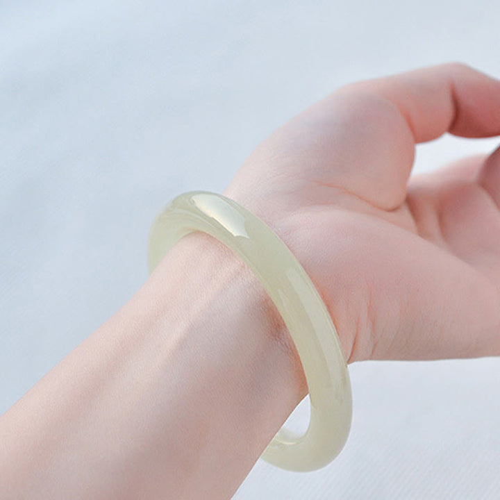 Buddha Stones Naturalne Afganistan Jade Obfitość Bransoletka Mankiet Bangle