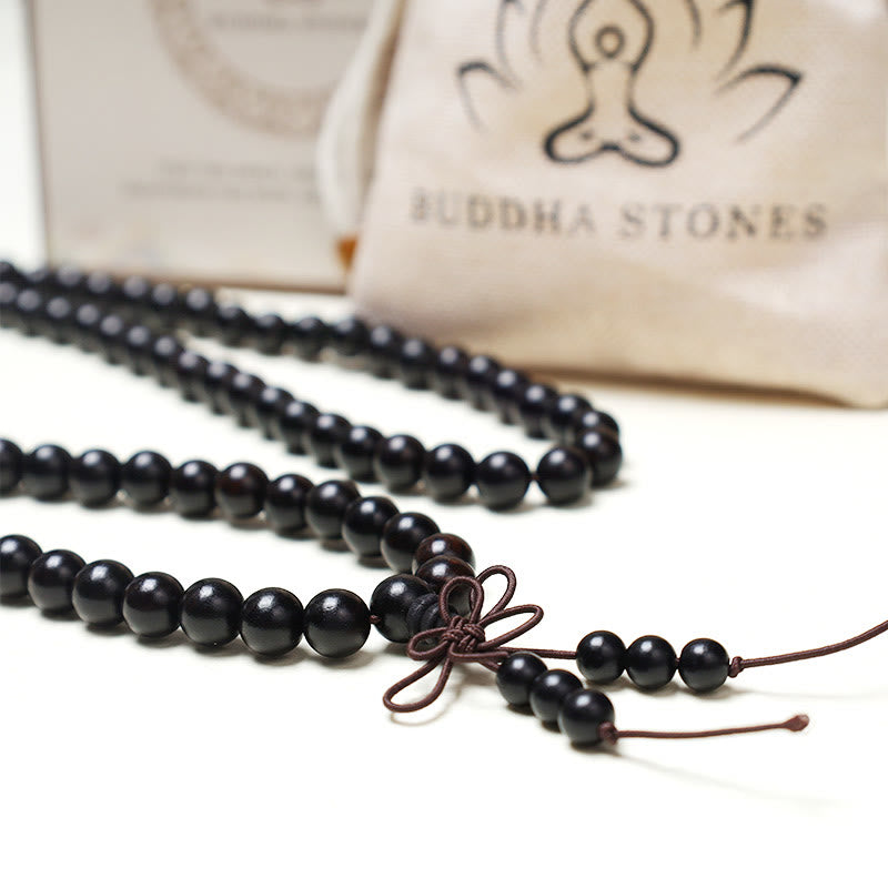 Buddha Stones 108 Mala Koraliki Bransoletka Modlitwa Medytacja Sandałowiec Elastyczny
