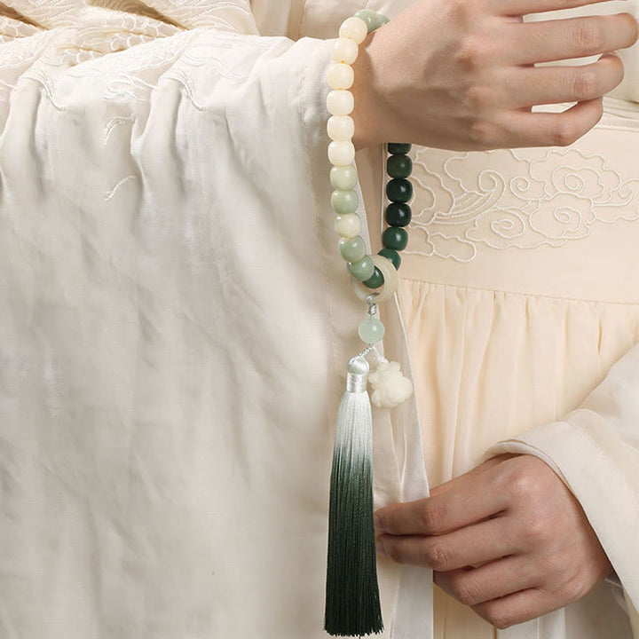 Buddha Stones Naturalny Gradient Bodhi Nasiona Fortuny Pieniądze Worek Lotos Mądrość Tassel Nadgarstek Mala
