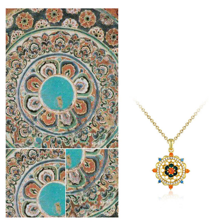 Buddha Stones 925 Srebro Sterling Kwiat Lotosu Kolorowy Cyrkon Naszyjnik Wisiorek Nowy Początek - image 6