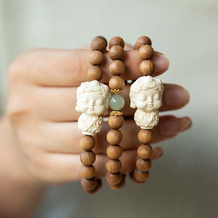 Buddha Stones Sandałowe Hetian Jadeit Ivory Fruit Zielona Tara Bransoletka Ochronna