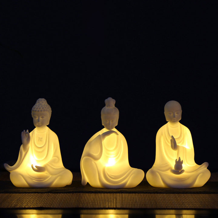 Budda Awalokiteśwara Ksitigarbha Bodhisattwa Błogosławieństwo Ceramiczna dekoracja LED