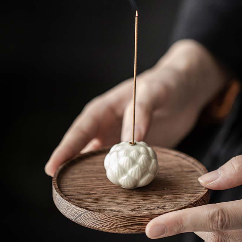 Buddha Stones Miniaturowy Kwiat Lotosu Medytacja Ceramiczny Patyk Mały Kadzielnica Dekoracja
