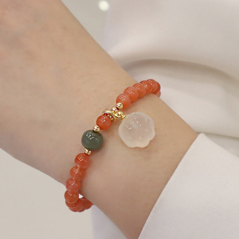 Bransoletka Buddha Stones Agat Czerwony Chalcedon Łapa Kota Jadeit Pewność Siebie - image 3