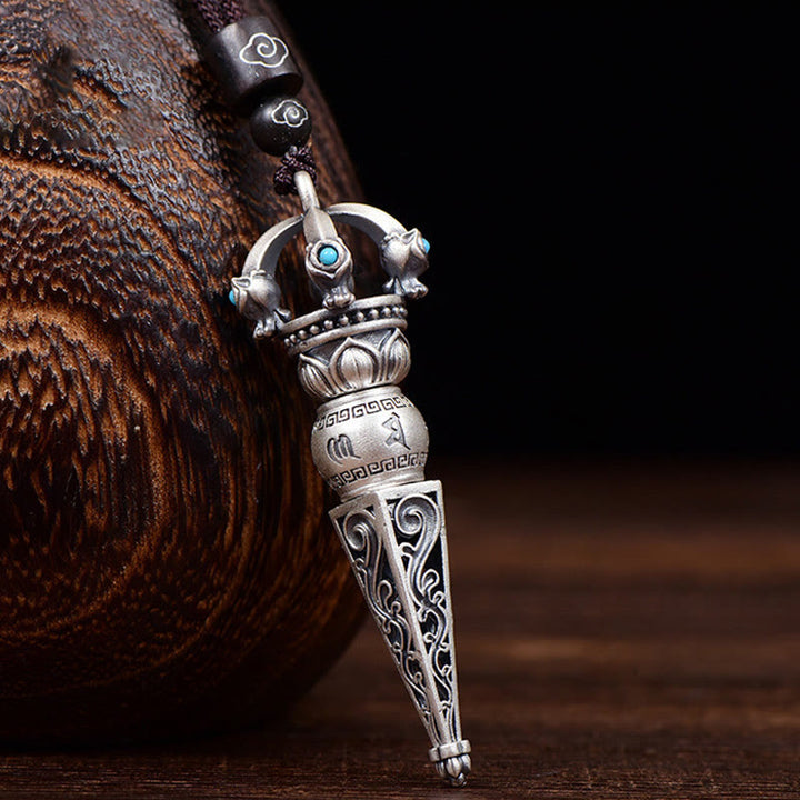 Buddha Stones tybetański Om Mani Padme Hum Dorje Vajra Design mądrość obrotowy naszyjnik wisiorek - Projekt Dorje Vajra - image 1