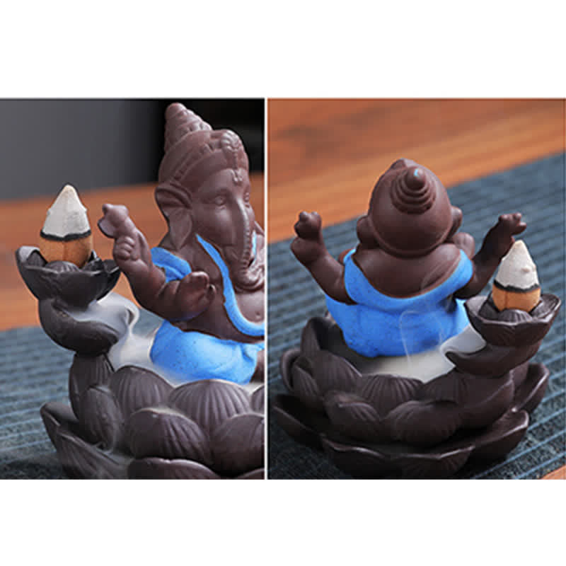 Ganesh Elephant Purple Clay Fontanna dymna z filtrem zwrotnym Ochrona kadzideł