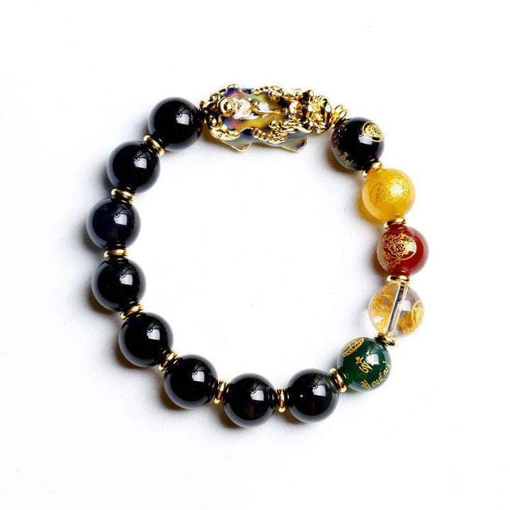 Bransoletka z Buddha Stones zmieniająca kolor PiXiu Obsidian Wealth