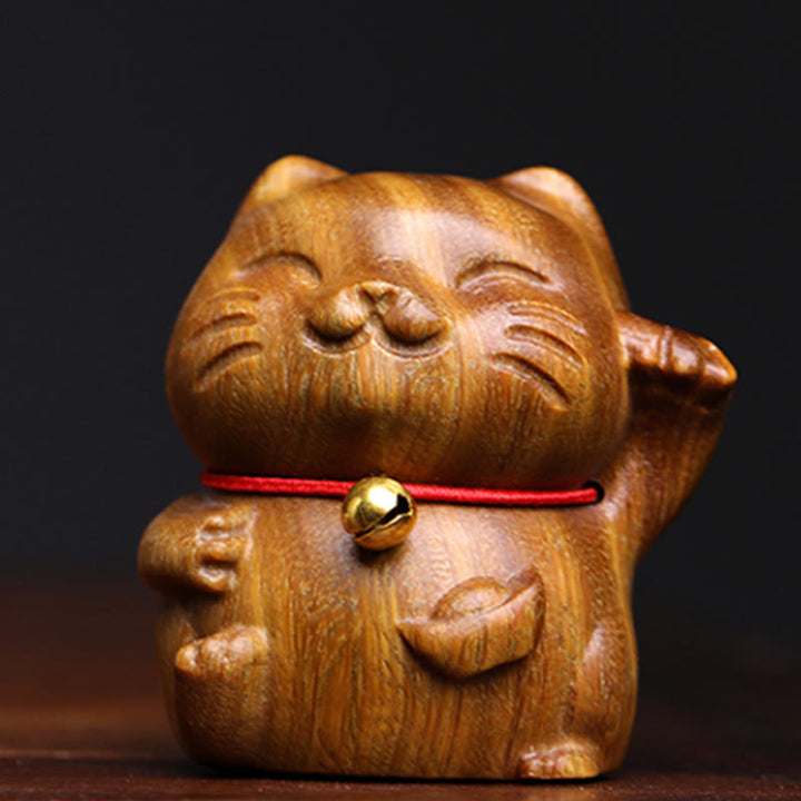 Buddha Stones Drzewo Sandałowe Małe Mini Słodkie Szczęśliwe Koty Dekoracje Pokoju - image 4
