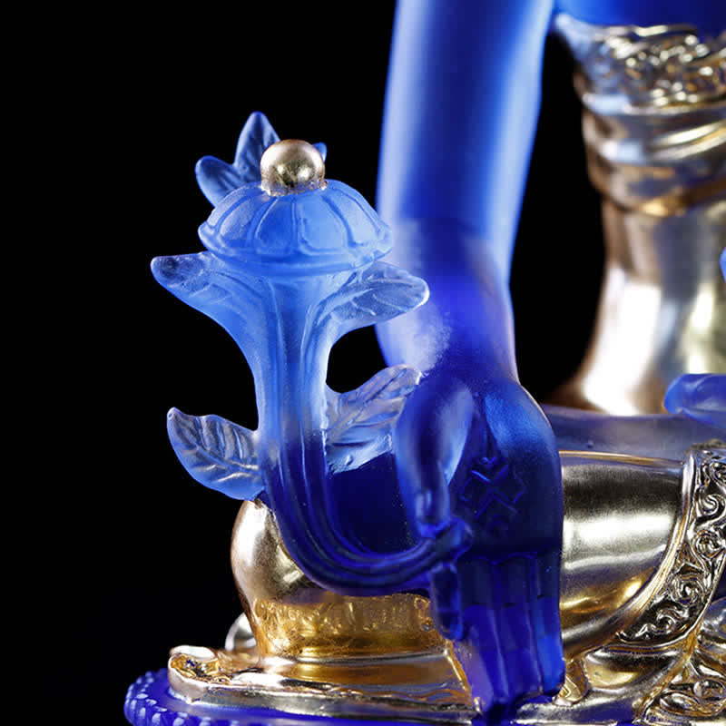 Buddha Stones Medycyna Budda Ręcznie Robiony Kryształ Liuli Dzieło Sztuki Współczucia Statua Ofiarowania Dekoracji Domu Biuro