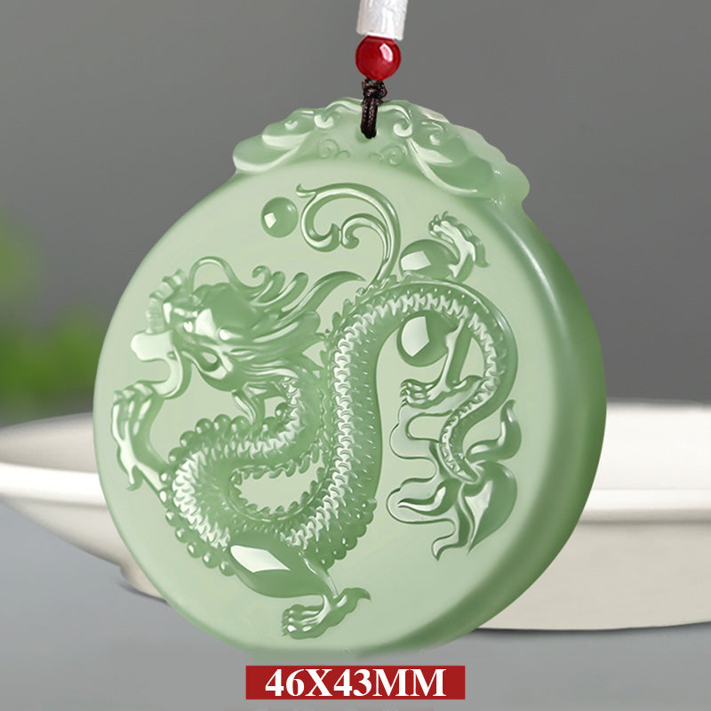 Buddha Stones Chiński Zodiak Smok Jadeitowy Naszyjnik Szczęścia Wisiorek Sznurkowy - image 6