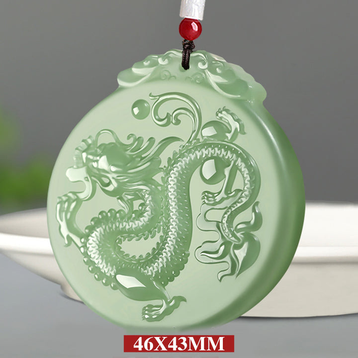 Buddha Stones Chiński Zodiak Smok Jadeitowy Naszyjnik Szczęścia Wisiorek Sznurkowy - image 6