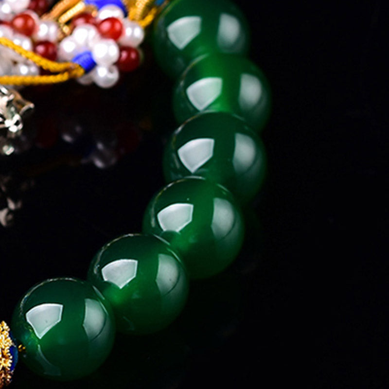 Buddha Stones Naturalny Zielony Agat Mala Nadgarstek Sukces Urok Kieszonkowa Mala Dekoracja Samochodu