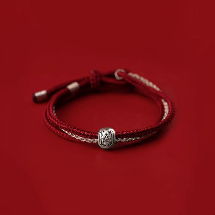 Buddha Stones 925 Srebro Sterling Tybetański Zakiram Bogini Bogactwa Szczęścia Bransoletka Sznurkowa