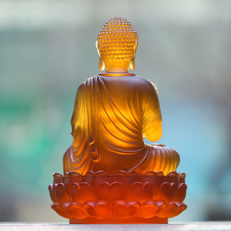 Buddha Stones Ręcznie Robione Budda Siakjamuni Liuli Kryształowe Dzieło Sztuki Współczucia Statua Ofiarowania Dekoracji Domu Biuro - image 3