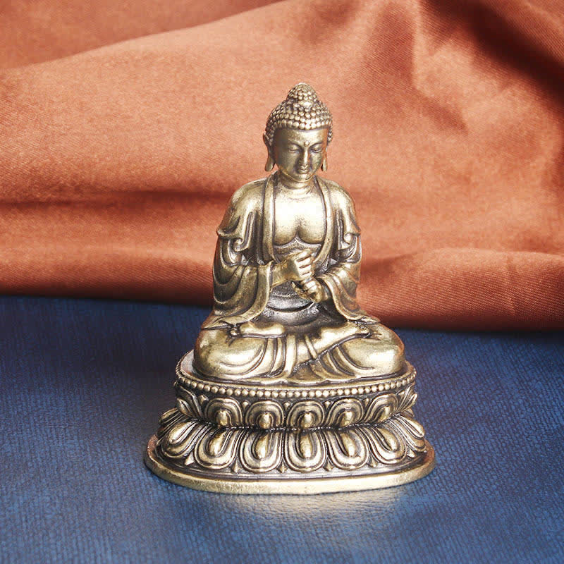 Tathagata Buddha Spokój Miedziana Statuetka Dekoracja - image 2