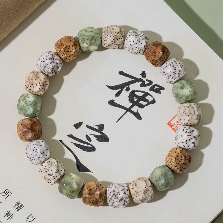 Buddha Stones Naturalne Kolorowe Nasiona Bodhi Bransoletka Pomyślności Bogactwa