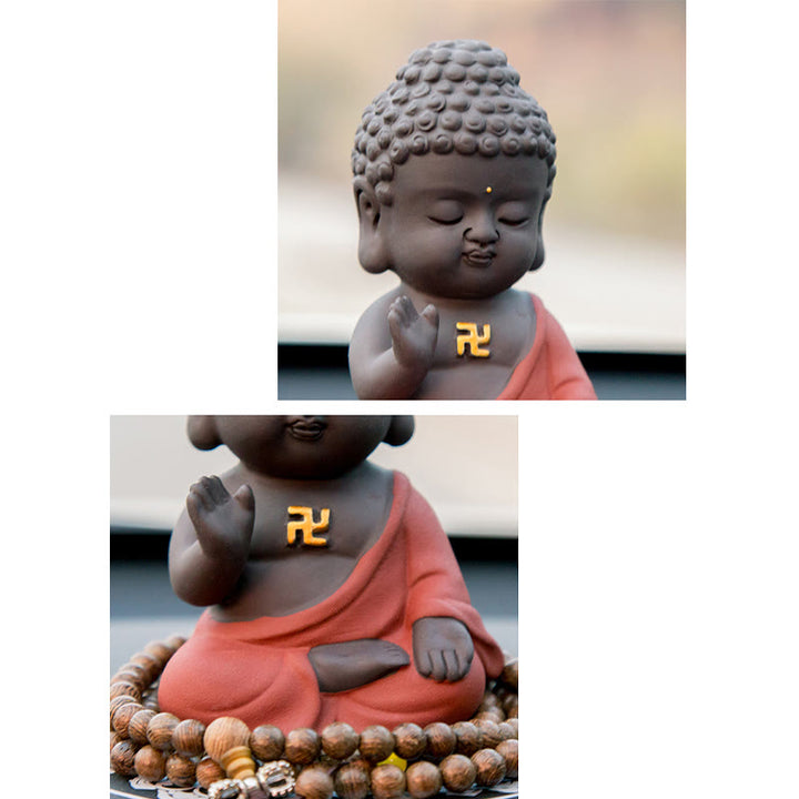 Buddha Stones Mały Budda Spokój Fioletowa Glina Dekoracja Biurka Domowego