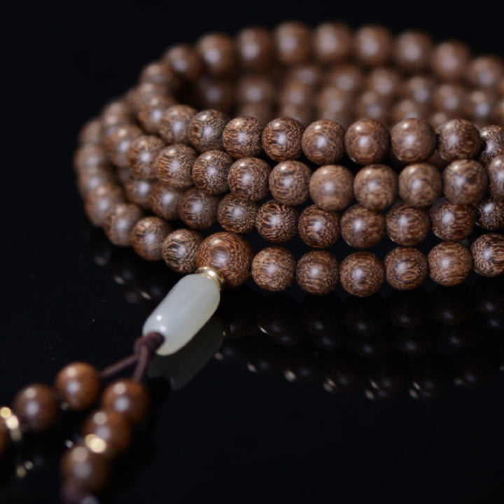 Buddha Stones 108 Mala Koraliki Rosewood Jade Calm Bransoletka