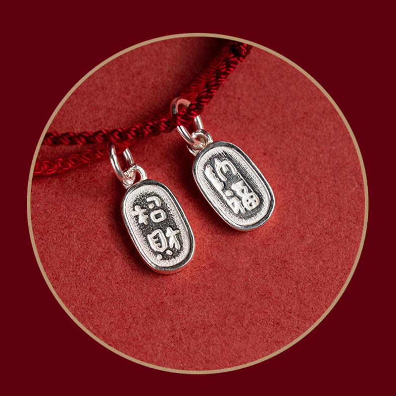 Buddha Stones 925 Srebro Sterlingowe Szczęście Fortuna Pokój Radość Lotos Pokój Klamra Bransoletka z Czerwonego Sznurka