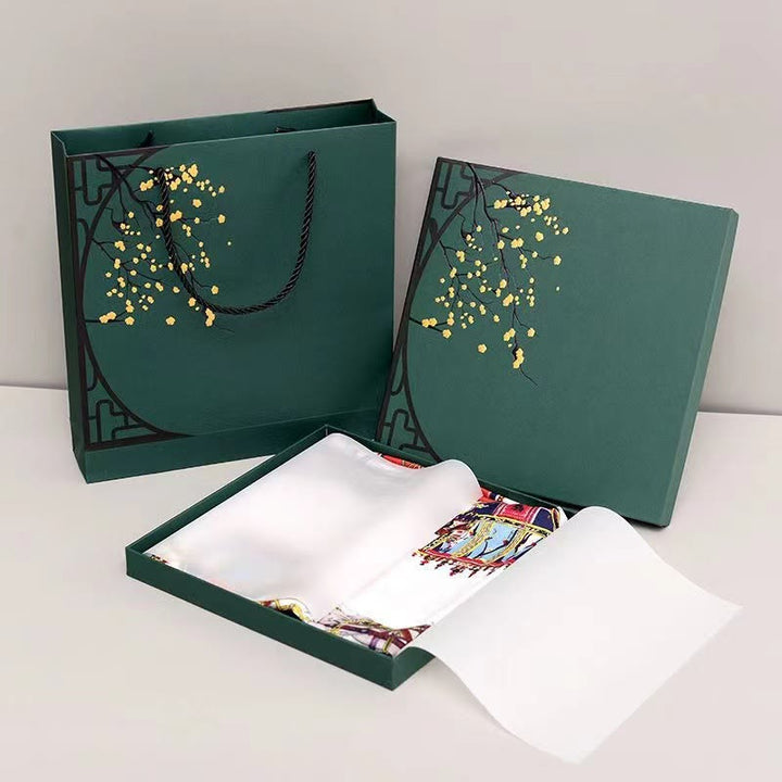 Buddha Stones Scena pasterska Balon na gorące powietrze Wiosenne kwiaty 100% jedwabiu morwowego Chusta na szyję - image 6